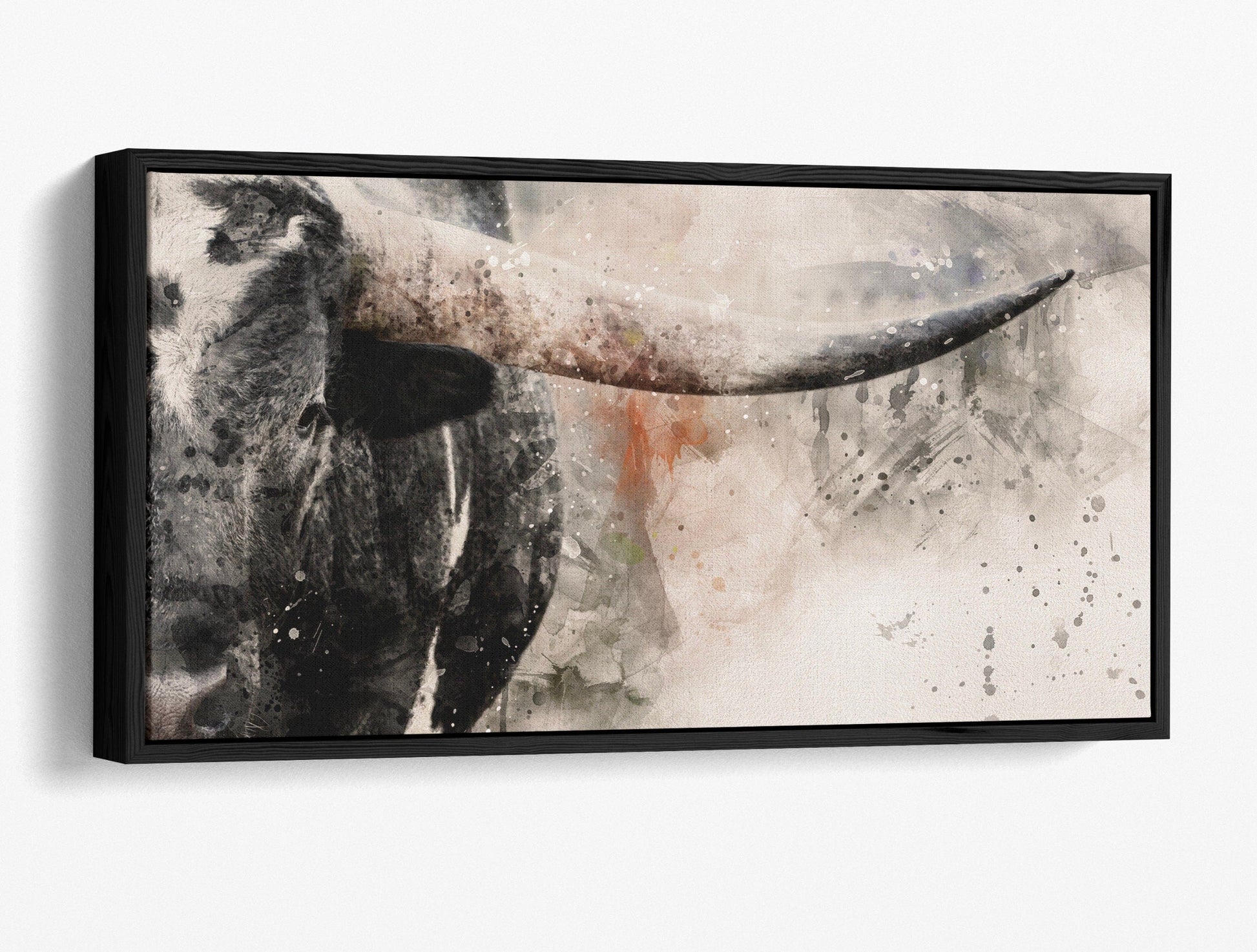 Modern Western Wall Decor - Texas Longhorn Panoramic Wall Art Teri James Photography