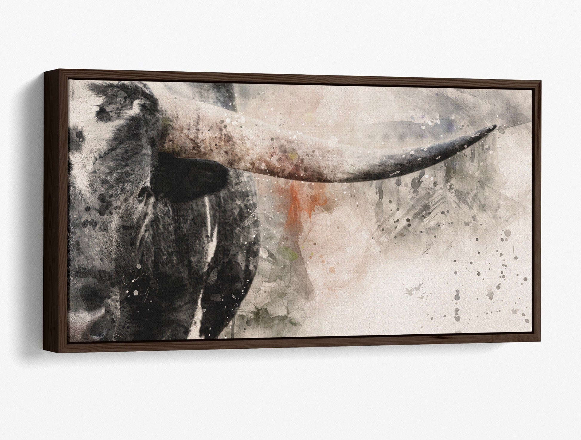 Modern Western Wall Decor - Texas Longhorn Panoramic Wall Art Teri James Photography