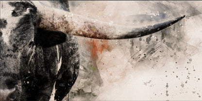 Modern Western Wall Decor - Texas Longhorn Panoramic Paper Photo Print / 10 x 20 Inches Wall Art Teri James Photography