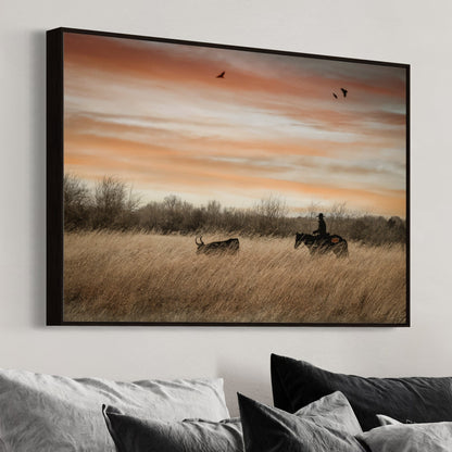 Oklahoma State University Wall Art - Cowboy, Horse and Longhorn Wall Art Teri James Photography