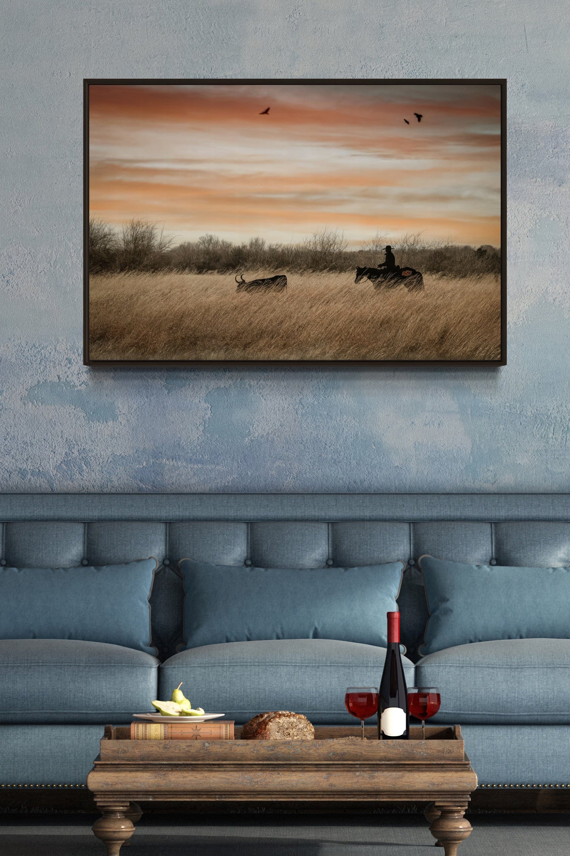 Oklahoma State University Wall Art - Cowboy, Horse and Longhorn Wall Art Teri James Photography