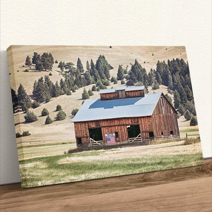 Old Barn and American Flag - Truth Matters Inspirational Canvas-Unframed / 12 x 18 Inches Wall Art Teri James Photography