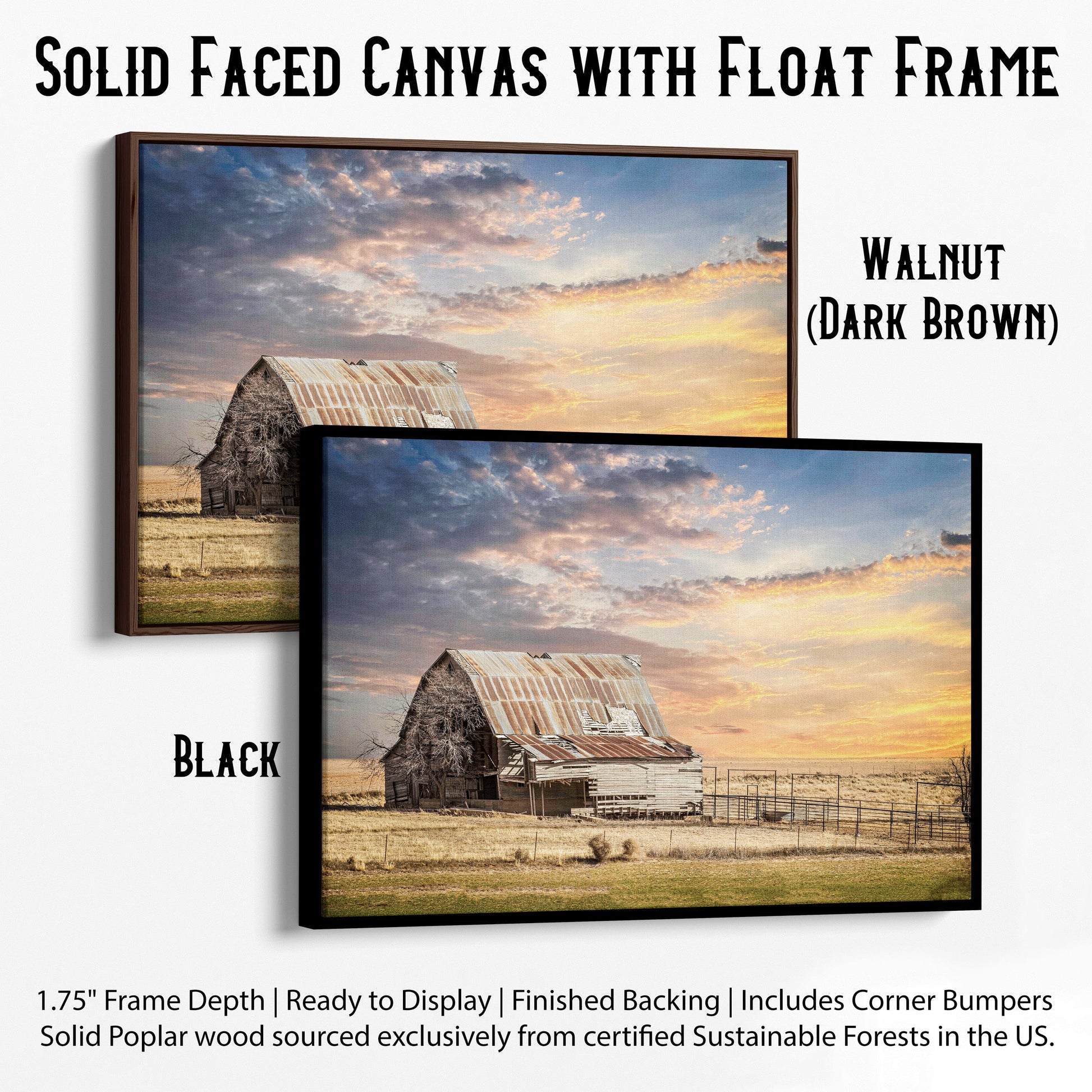 Old Oklahoma Barn Canvas Canvas-Black Frame / 12 x 18 Inches Wall Art Teri James Photography