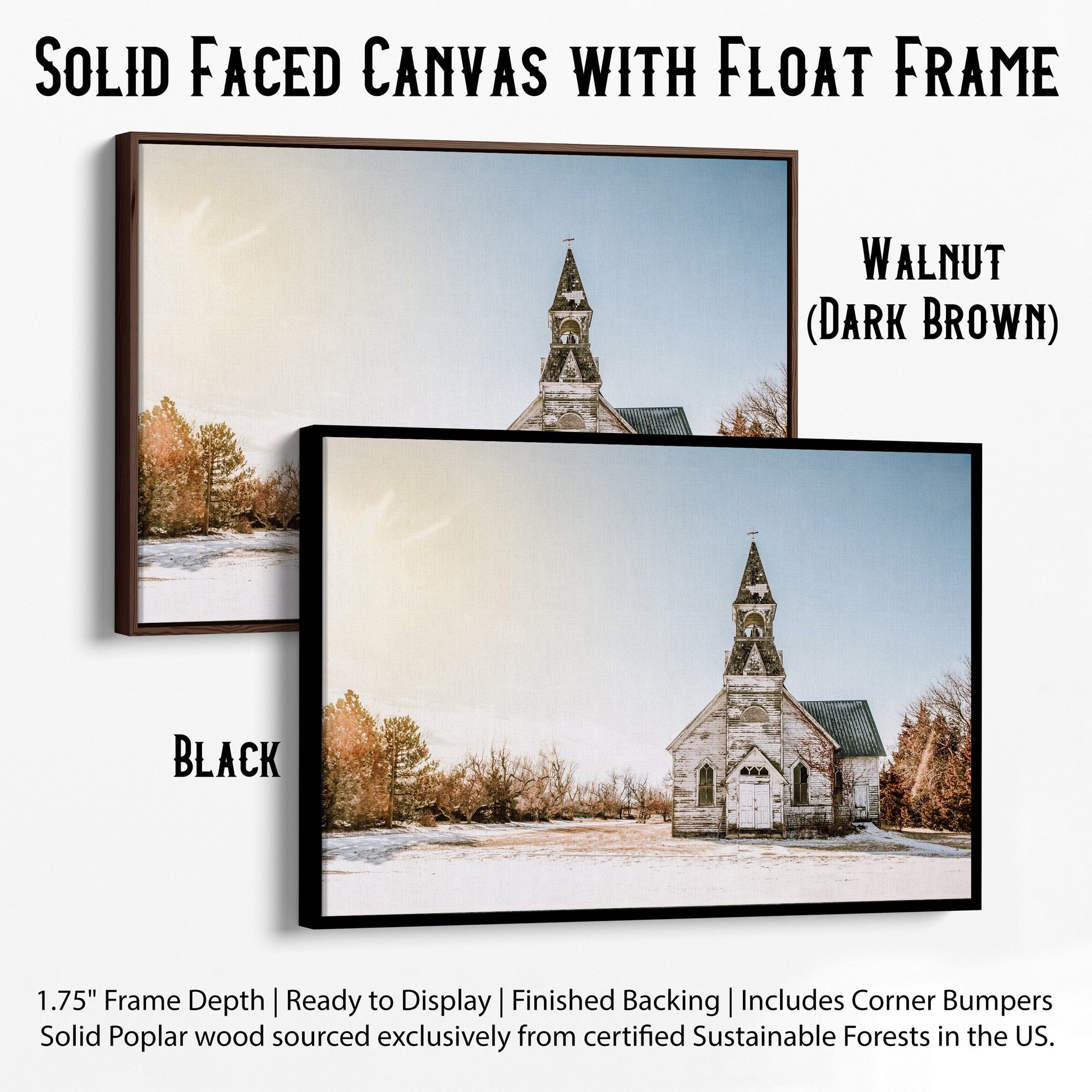 Old White Church Canvas Print Canvas-Black Frame / 12 x 18 Inches Wall Art Teri James Photography