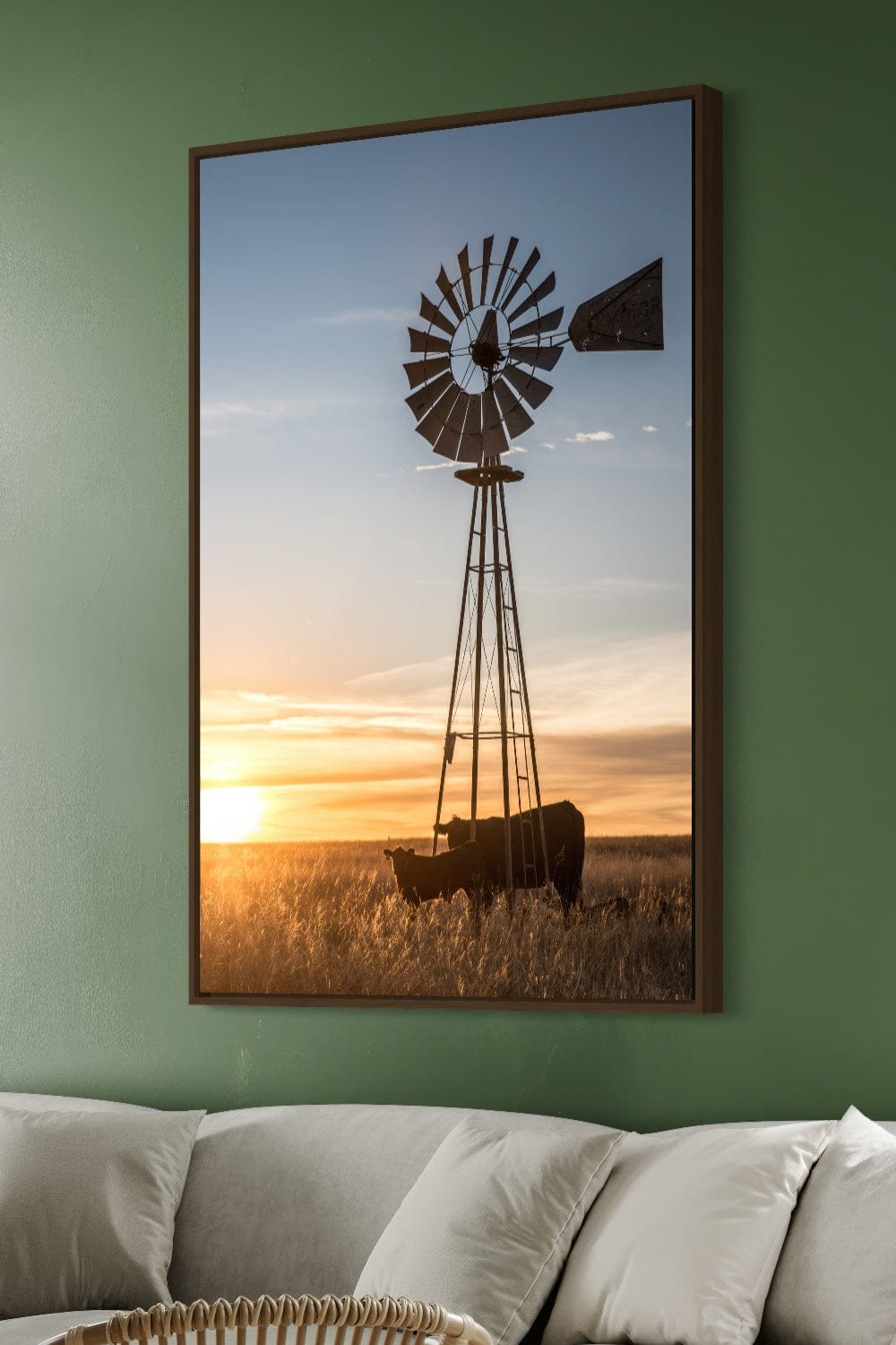 Old Windmill and Black Angus Cattle Wall Art Teri James Photography