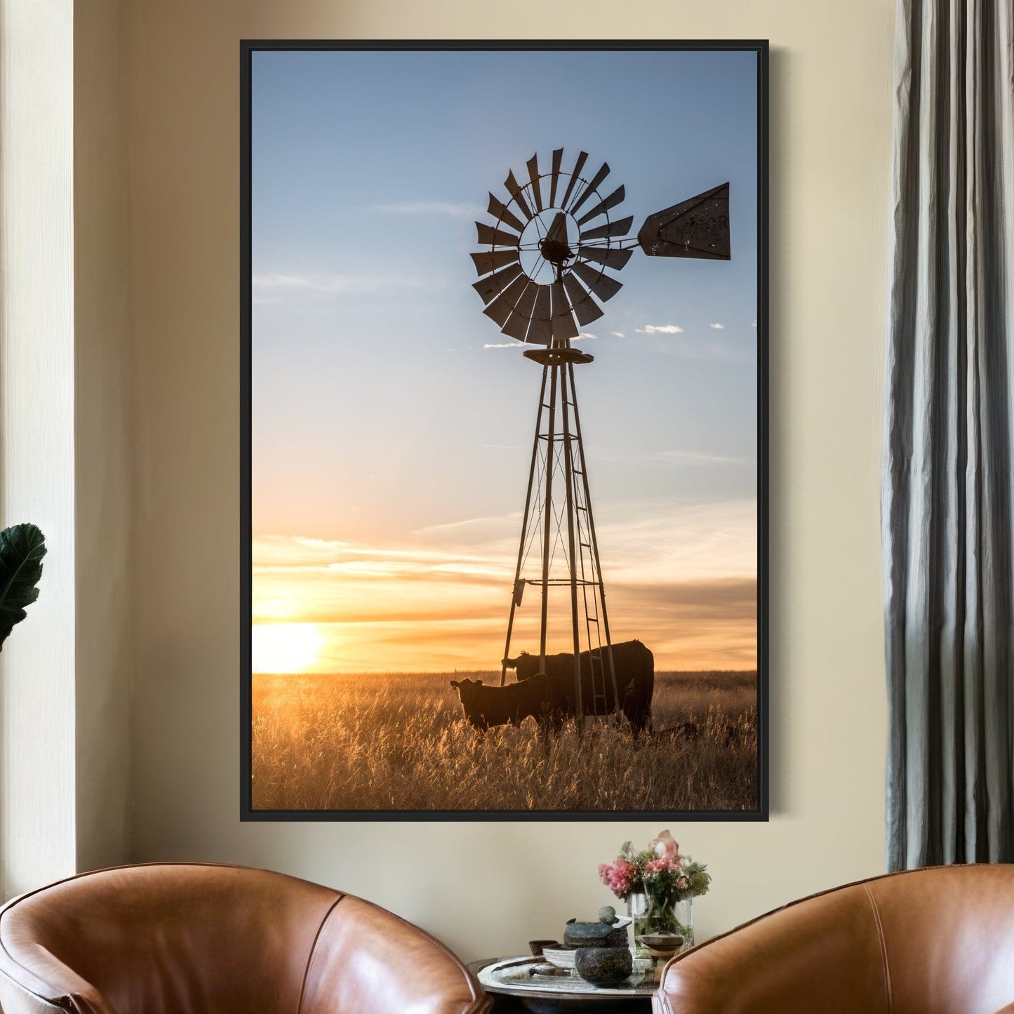 Old Windmill and Black Angus Cattle Wall Art Teri James Photography