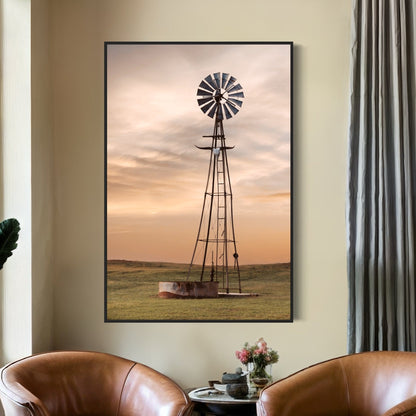 Old Windmill with Longhorn Skull and Horns Wall Art Teri James Photography