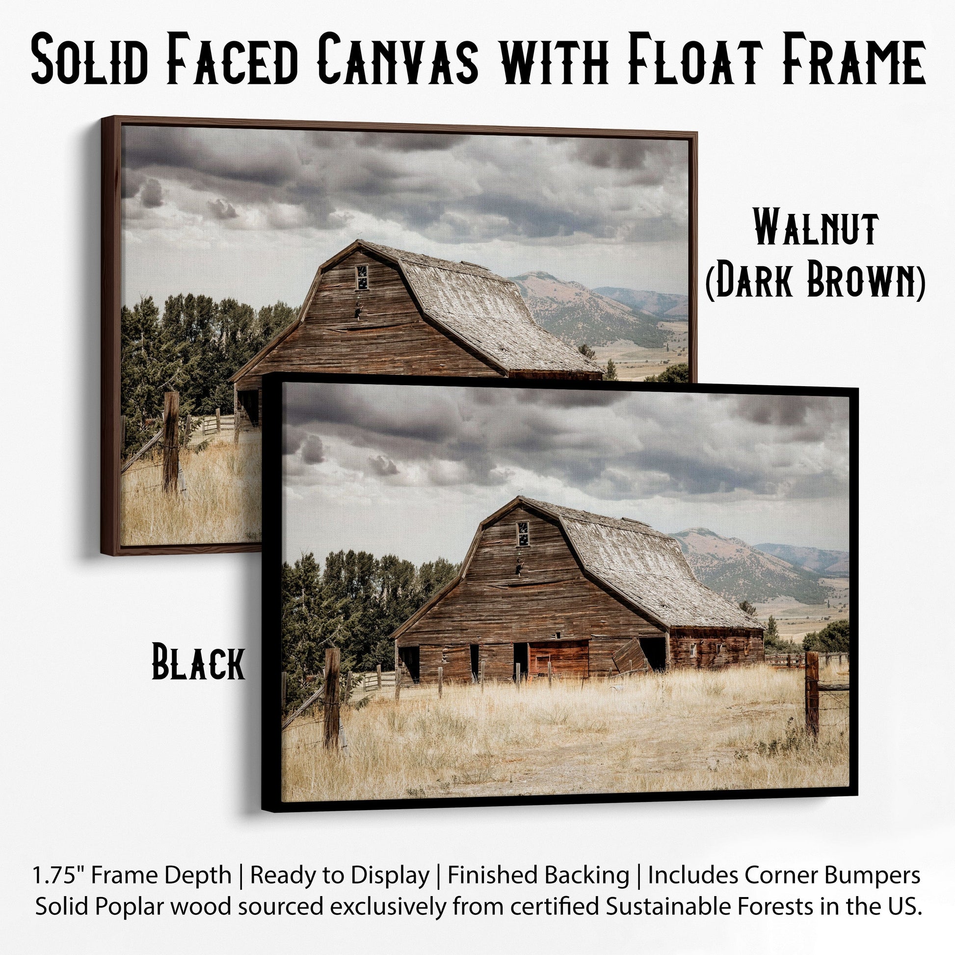 Old Wooden Barn Rustic Wall Art - Old Barn Canvas Print Canvas-Black Frame / 12 x 18 Inches Wall Art Teri James Photography