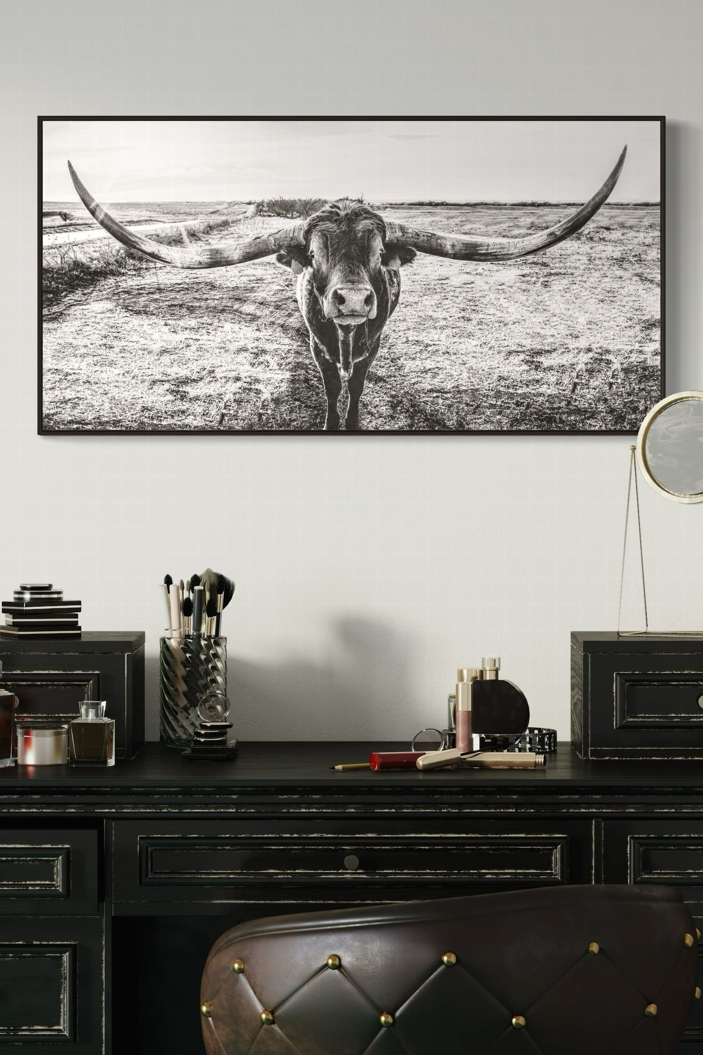 Panoramic Longhorn Canvas Print Wall Art Teri James Photography