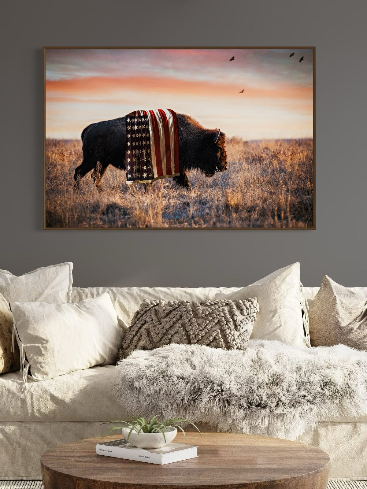 Patriotic Canvas Wall Decor - American Bison Wall Art Teri James Photography