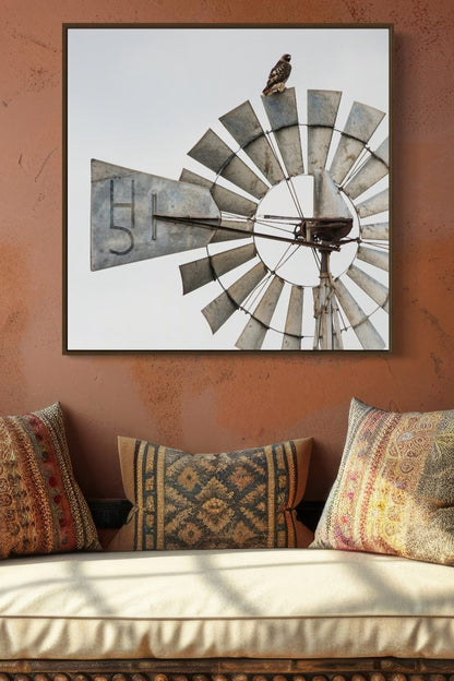 Personalized Cattle Brand Art - Windmill With Your Livestock Brand Wall Art Teri James Photography