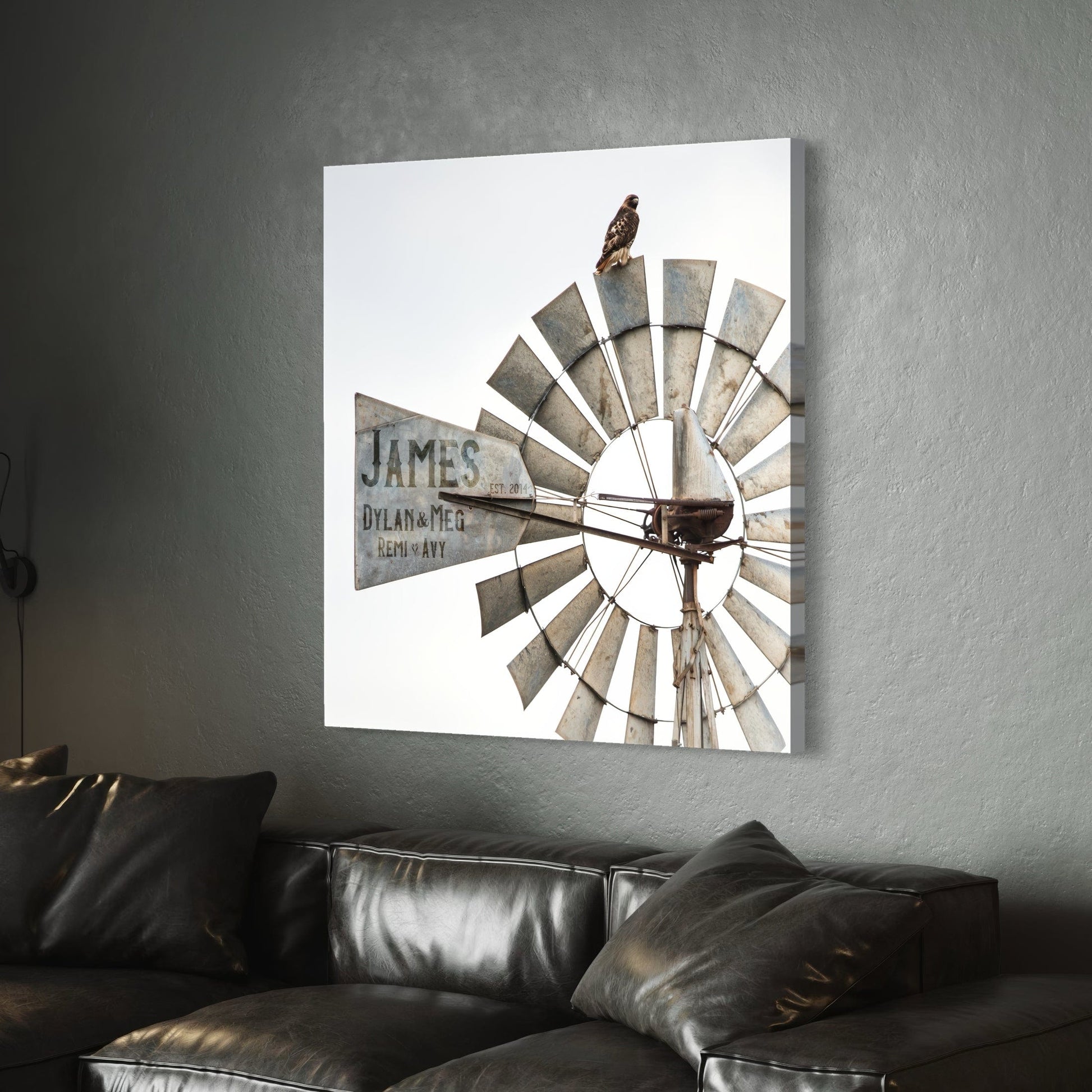 Personalized Cattle Brand Art - Windmill With Your Livestock Brand Wall Art Teri James Photography