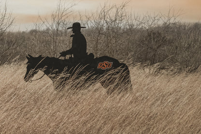 Oklahoma State University Wall Art - Cowboy, Horse and Longhorn