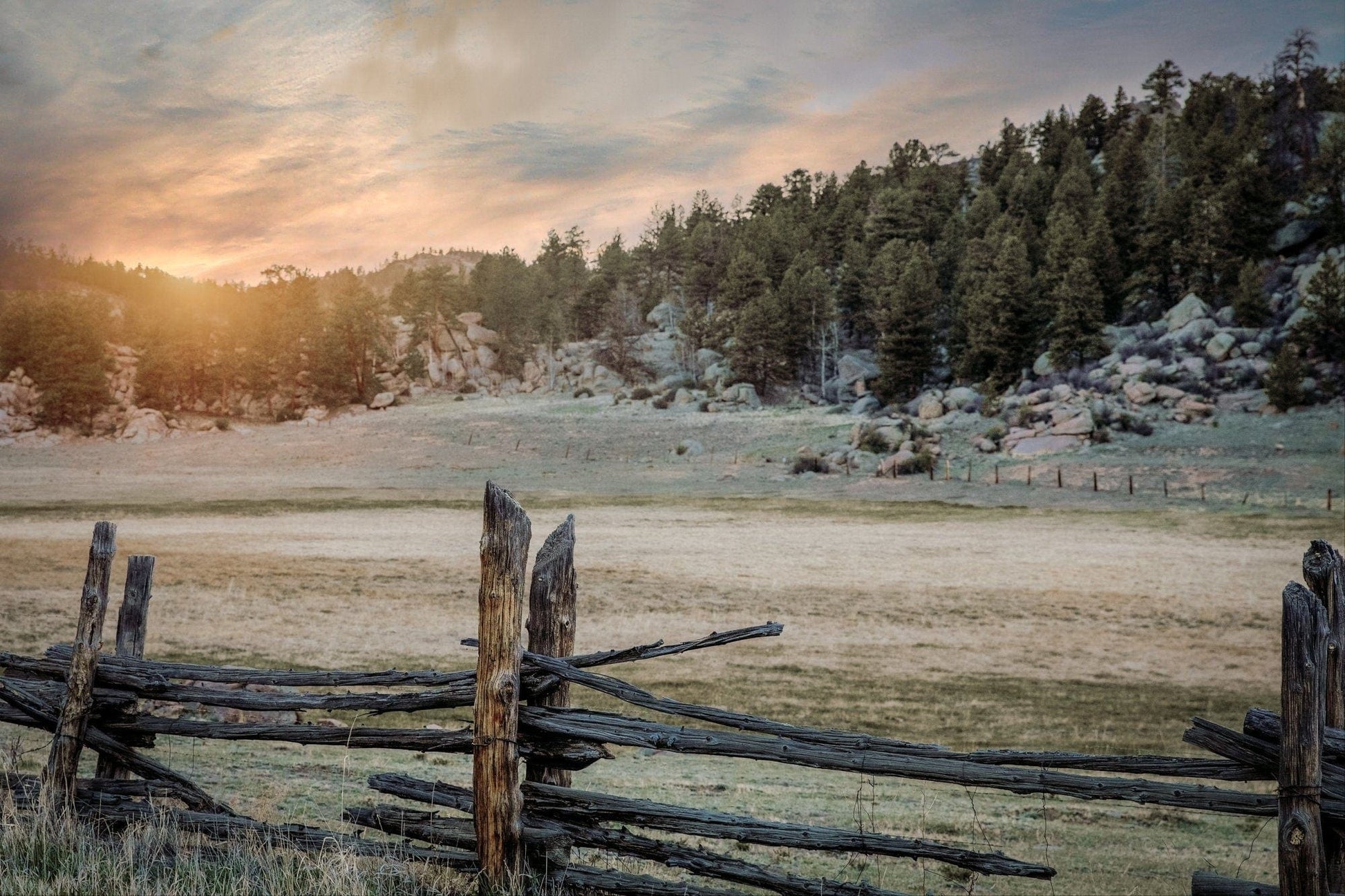 Rustic Bedroom Decor Wall Art - Split Rail Fence Paper Photo Print / 12 x 18 Inches Wall Art Teri James Photography