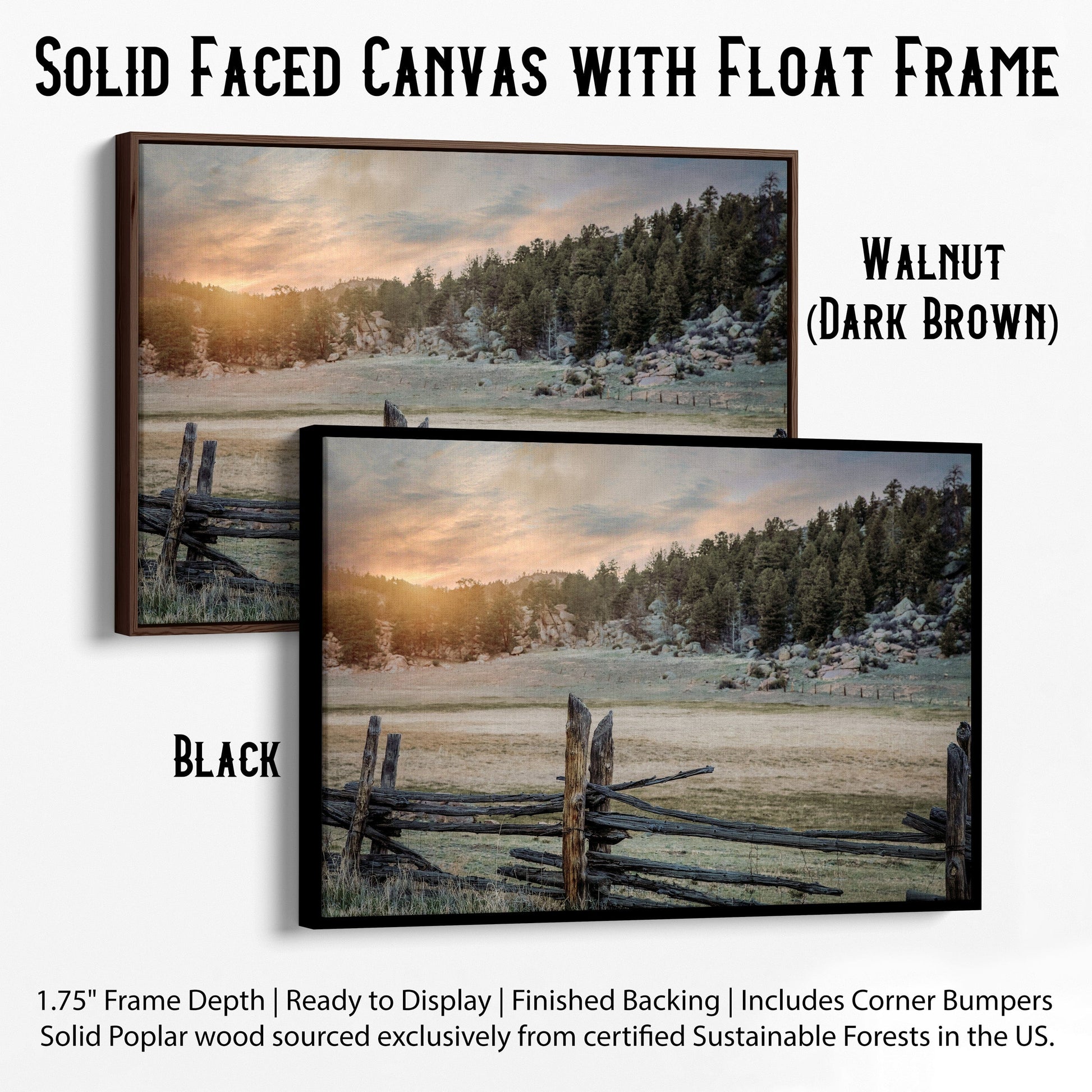 Rustic Bedroom Decor Wall Art - Split Rail Fence Canvas-Black Frame / 12 x 18 Inches Wall Art Teri James Photography