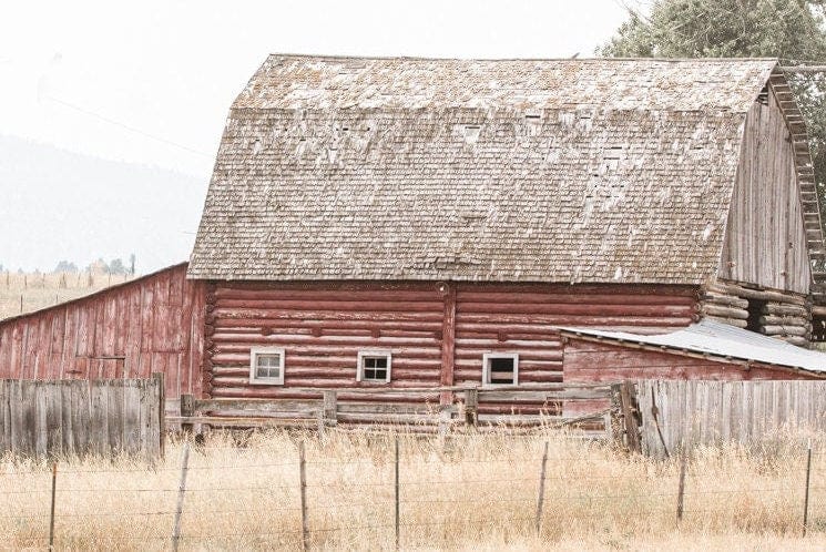 Rustic Dining Room Decor - Old Red Barn Wall Art Teri James Photography