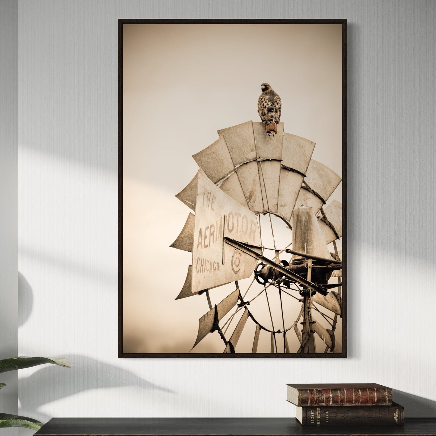 Rustic Farmhouse Wall Decor - Old Windmill and Hawk Wall Art Teri James Photography