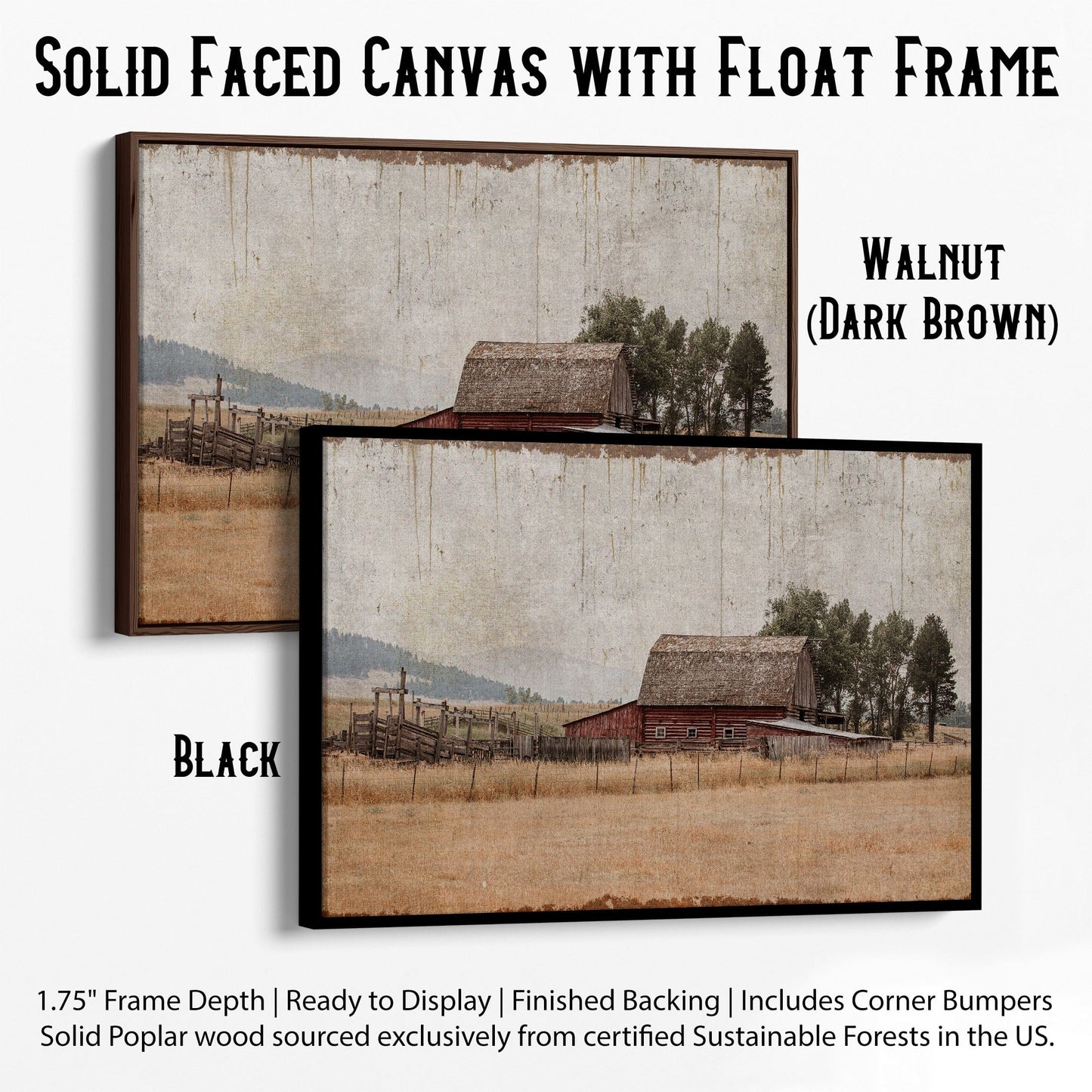 Rustic Home Wall Art - Old Red Barn Canvas-Black Frame / 12 x 18 Inches Wall Art Teri James Photography