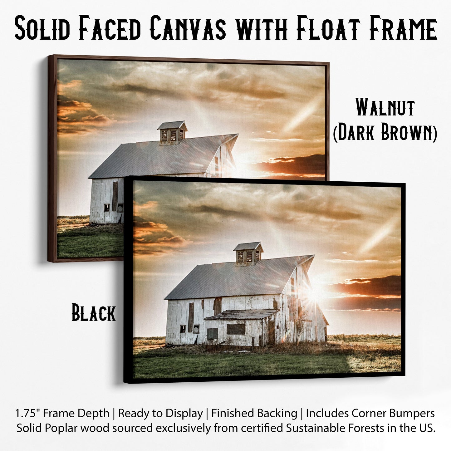 Rustic Wall Art - Old Barn Print Canvas-Black Frame / 12 x 18 Inches Wall Art Teri James Photography