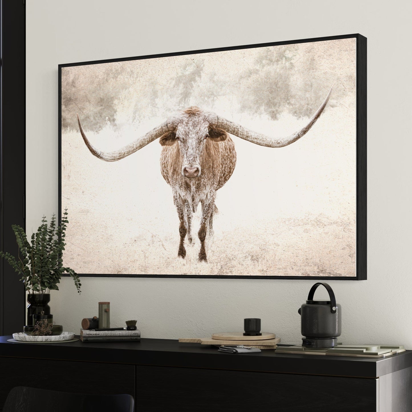 Sepia Longhorn Canvas Art Wall Art Teri James Photography