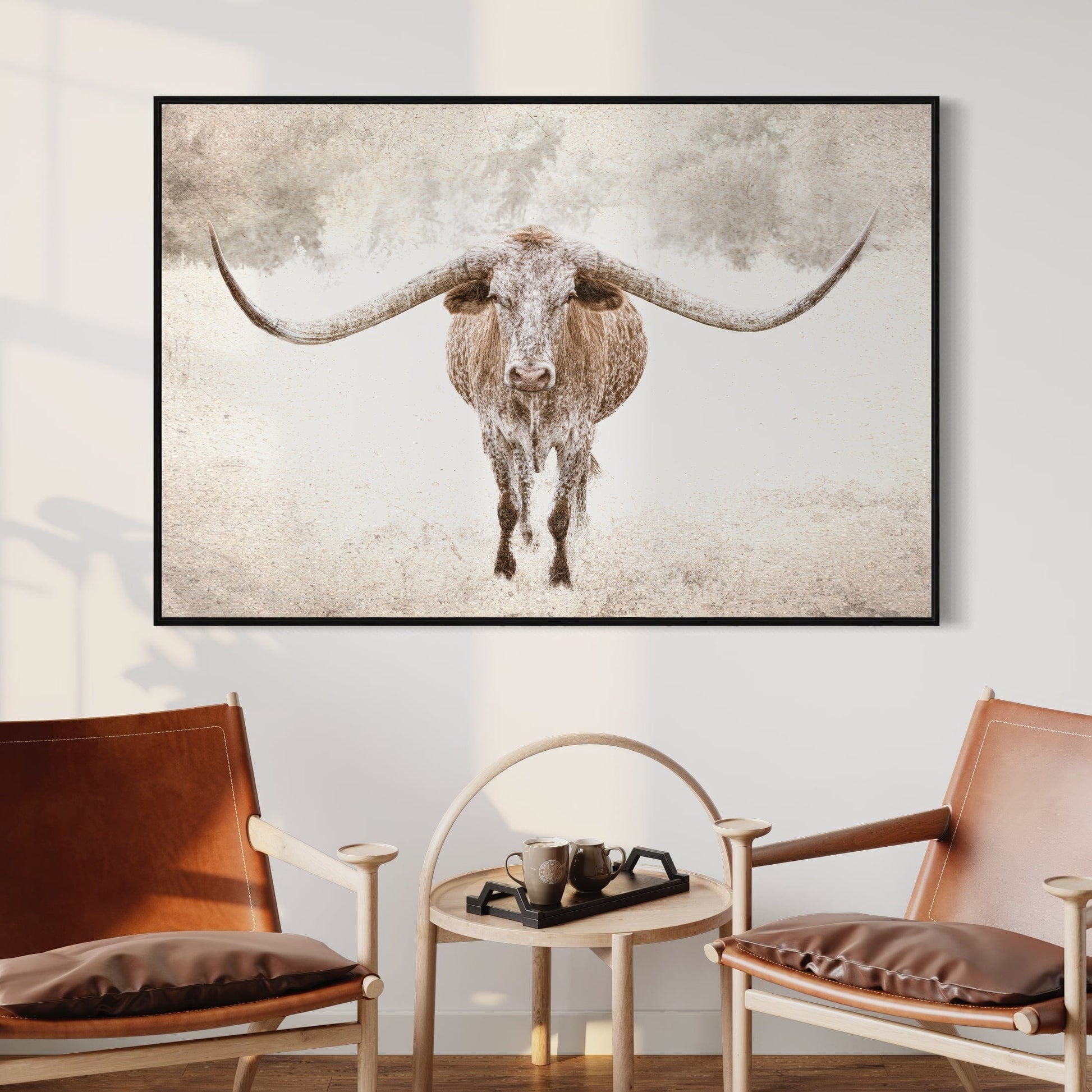 Sepia Longhorn Canvas Art Wall Art Teri James Photography