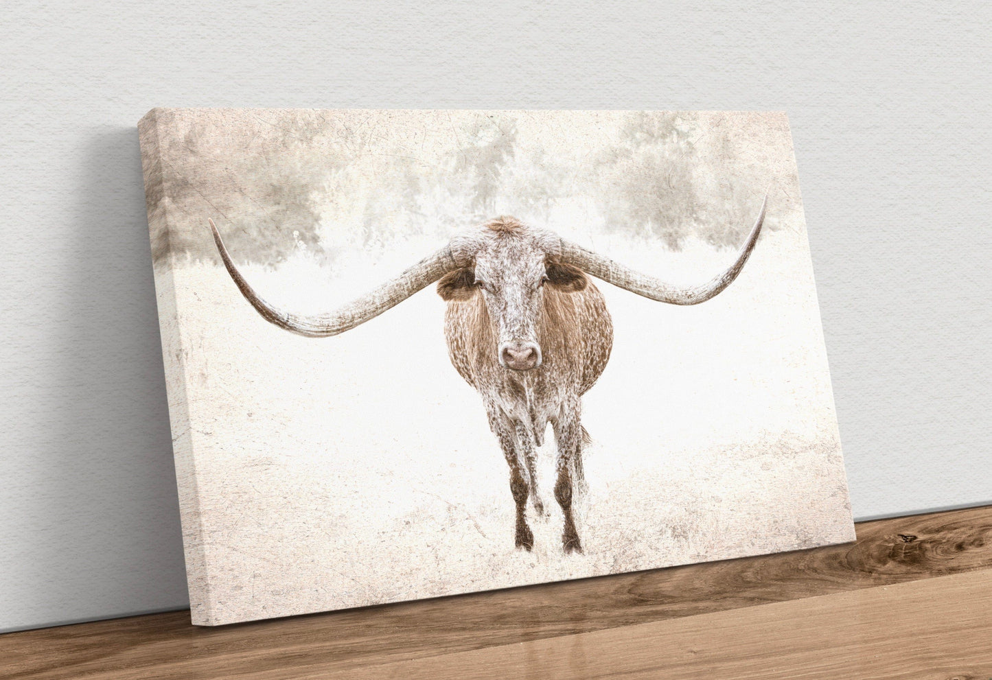 Sepia Longhorn Canvas Art Canvas-Unframed / 12 x 18 Inches Wall Art Teri James Photography