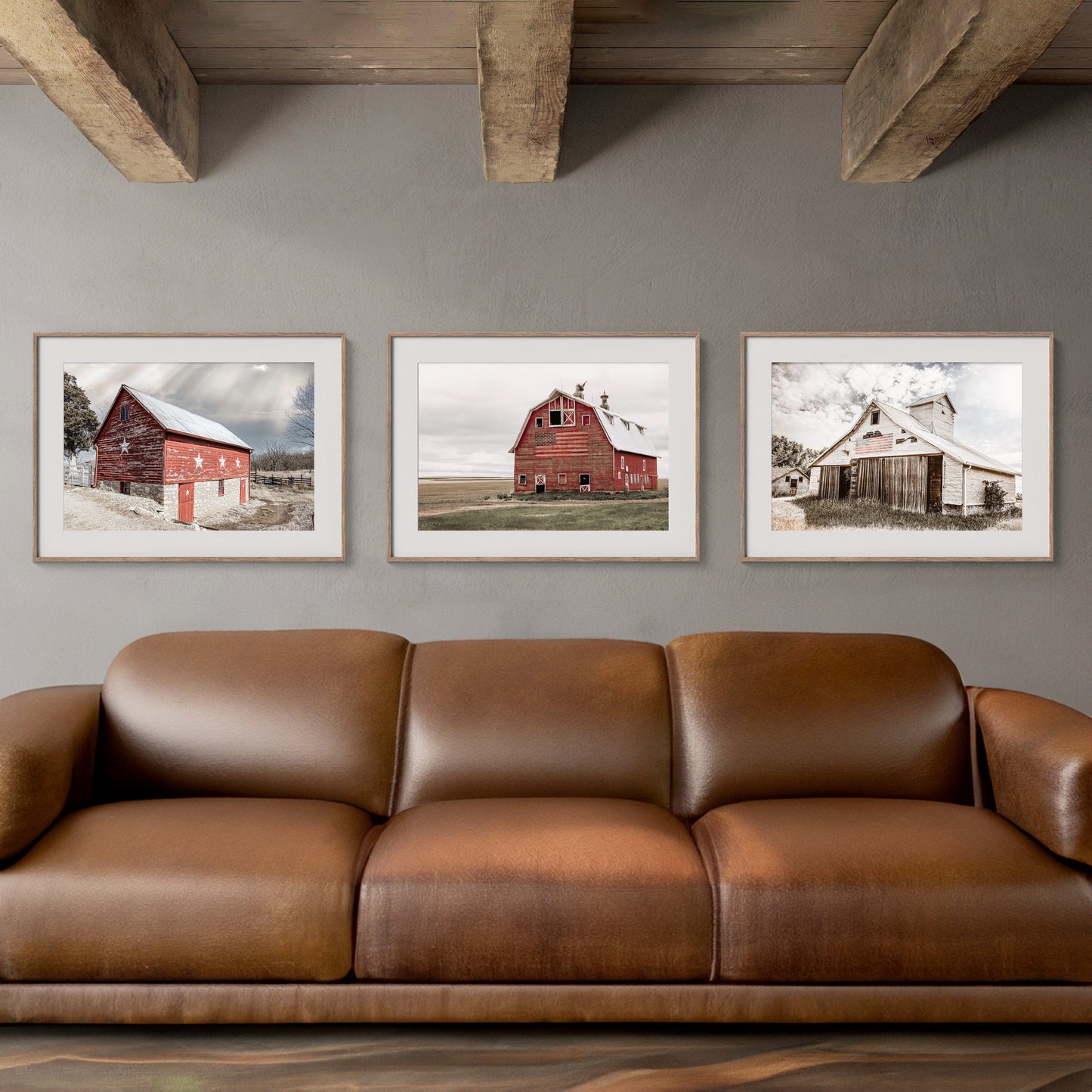 Set of 3 Patriotic Old Barn Prints Wall Art Teri James Photography