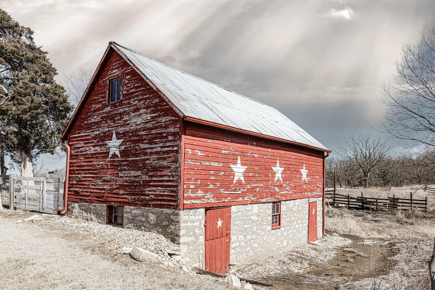 Set of 3 Patriotic Old Barn Prints Wall Art Teri James Photography