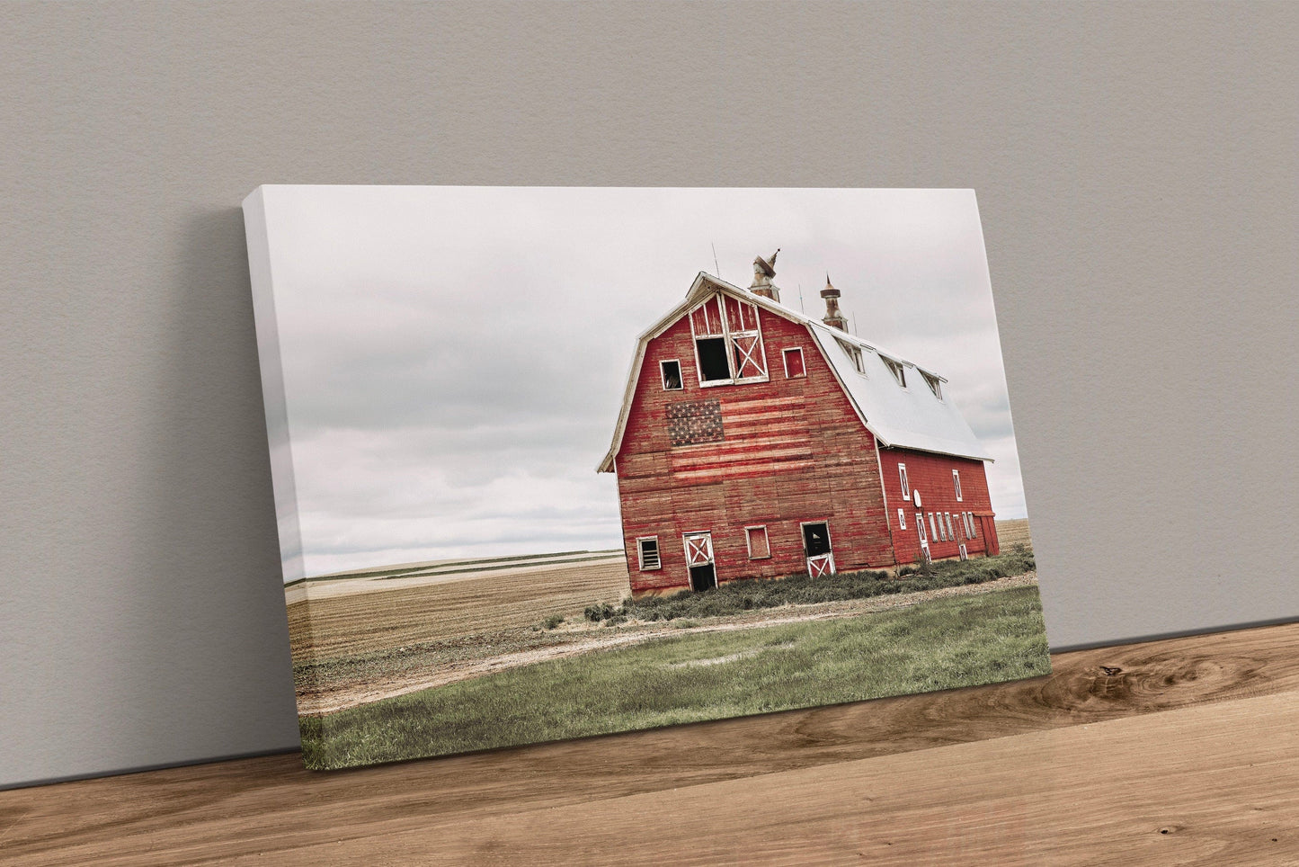 Set of 3 Patriotic Old Barn Prints Canvas-Unframed (Set of 3) / 12 x 18 Inches Wall Art Teri James Photography