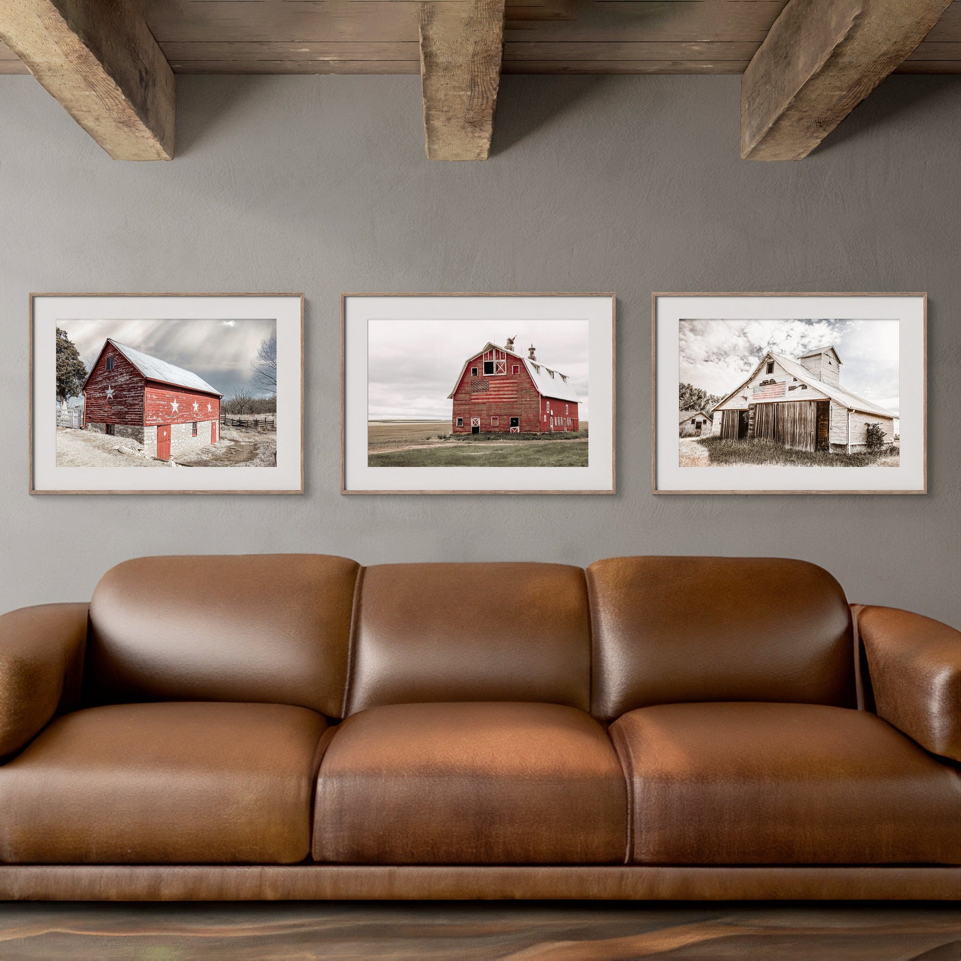 Set of 3 Patriotic Old Barn Prints Wall Art Teri James Photography