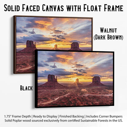 Southwest Home Decor Wall Art - Monument Valley Canvas-Black Frame / 12 x 18 Inches Wall Art Teri James Photography