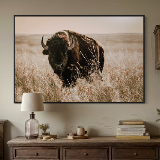 Tallgrass Prairie Bison Canvas - Buffalo Canvas Print Wall Art Teri James Photography