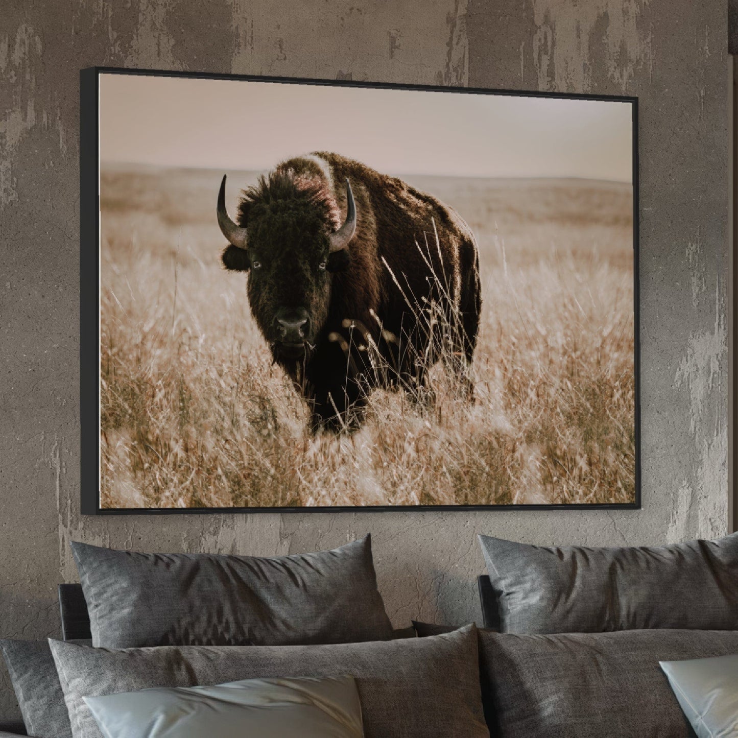 Tallgrass Prairie Bison Canvas - Buffalo Canvas Print Wall Art Teri James Photography