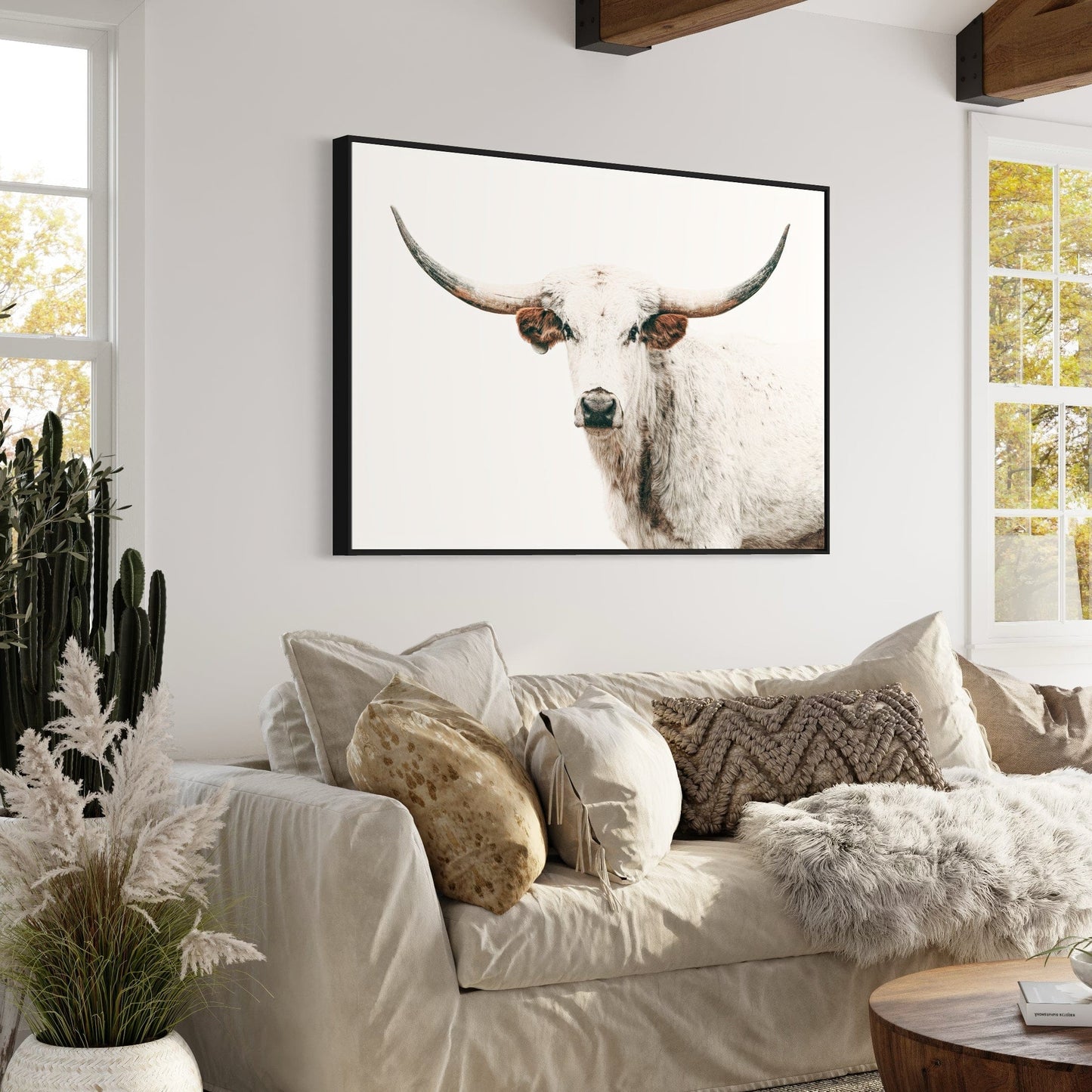 Texas Longhorn Art in Farmhouse Colors Wall Art Teri James Photography