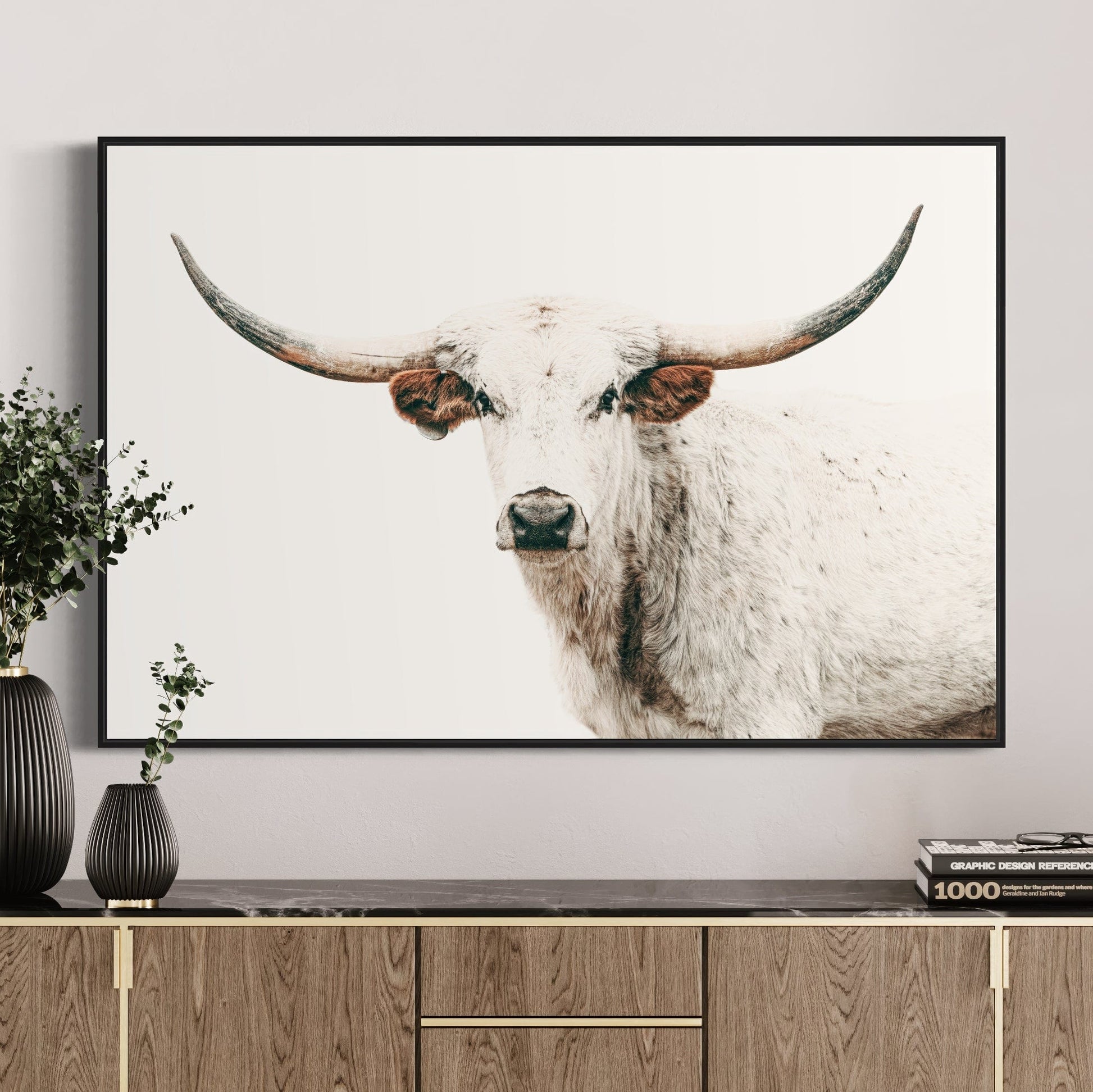 Texas Longhorn Art in Farmhouse Colors Wall Art Teri James Photography