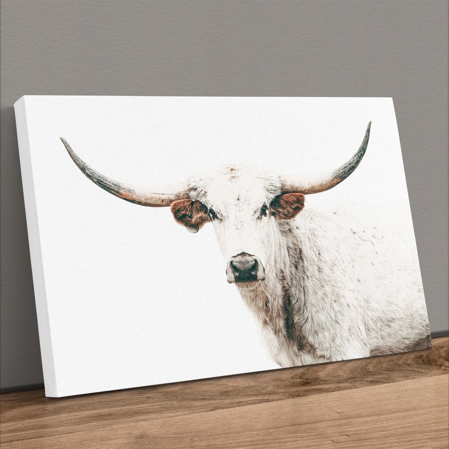 Texas Longhorn Art in Farmhouse Colors Canvas-Unframed / 12 x 18 Inches Wall Art Teri James Photography