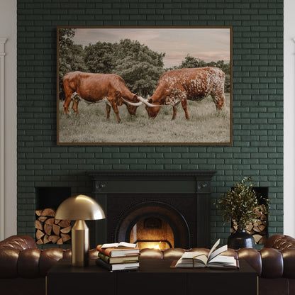 Texas Longhorn Cattle Wall Art in Muted Colors Wall Art Teri James Photography