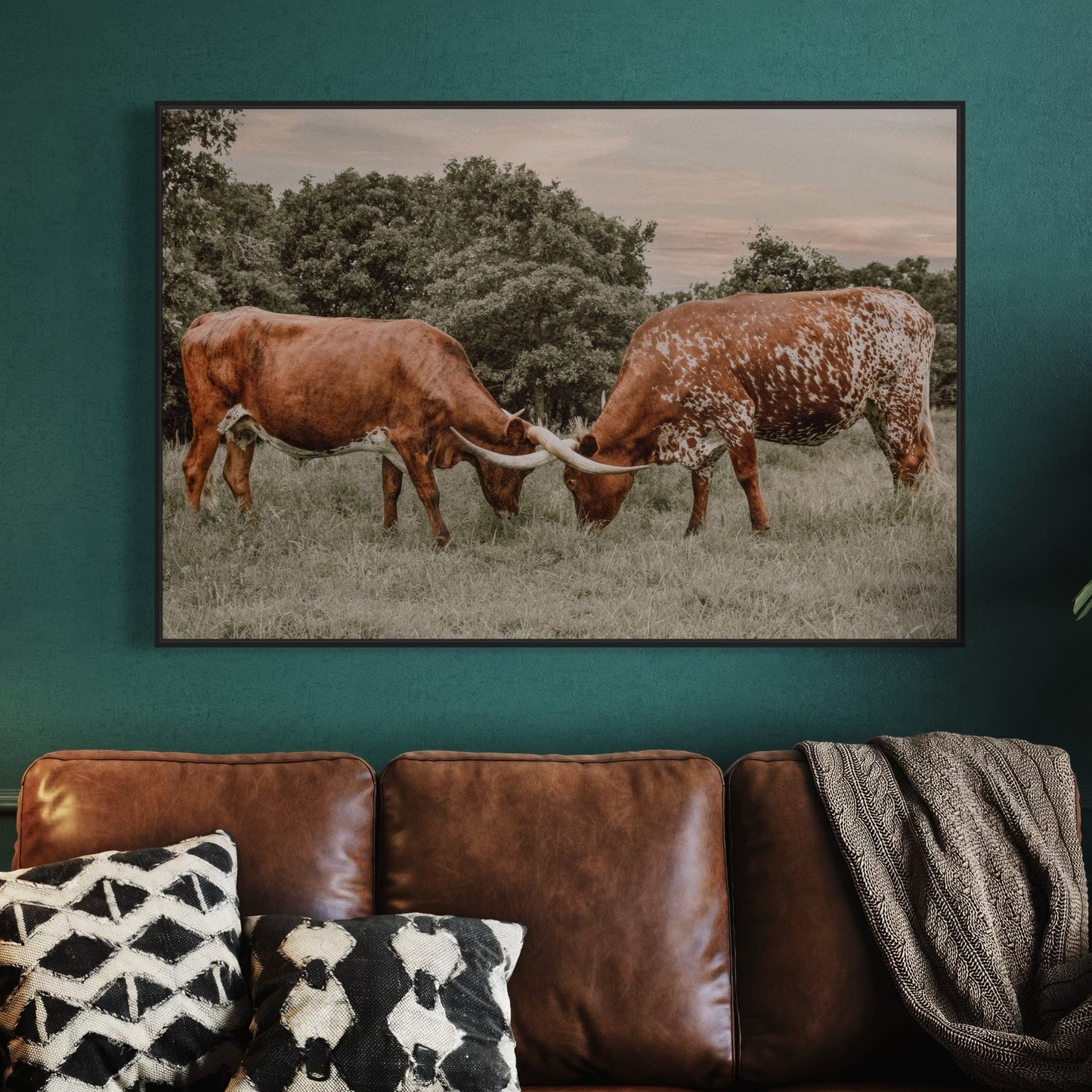 Texas Longhorn Cattle Wall Art in Muted Colors Wall Art Teri James Photography