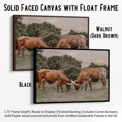 Texas Longhorn Cattle Wall Art in Muted Colors Canvas-Black Frame / 12 x 18 Inches Wall Art Teri James Photography