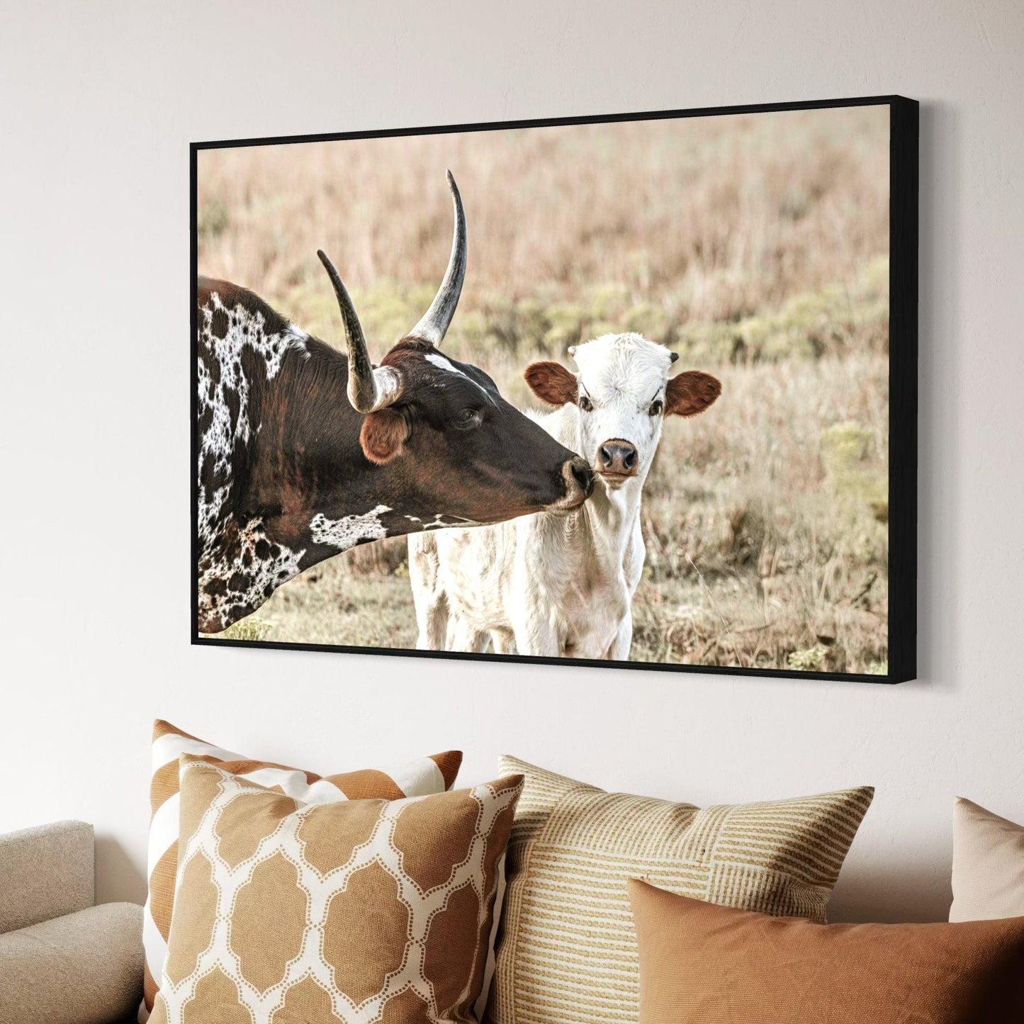 Texas Longhorn Cow and Calf Nursery Artwork Wall Art Teri James Photography