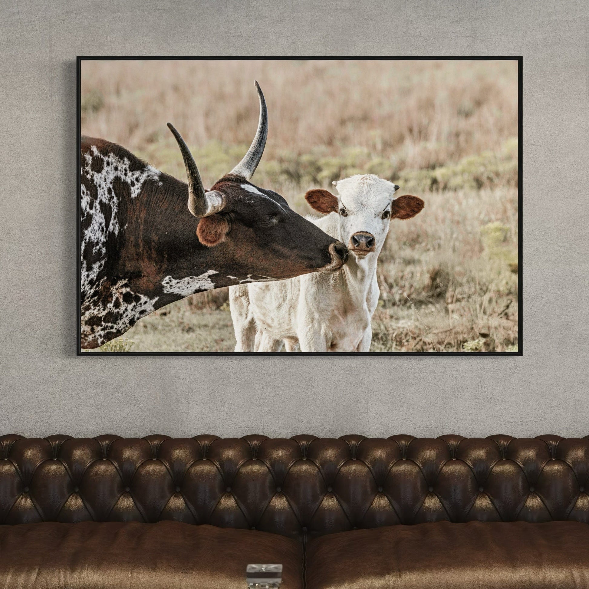 Texas Longhorn Cow and Calf Nursery Artwork Wall Art Teri James Photography