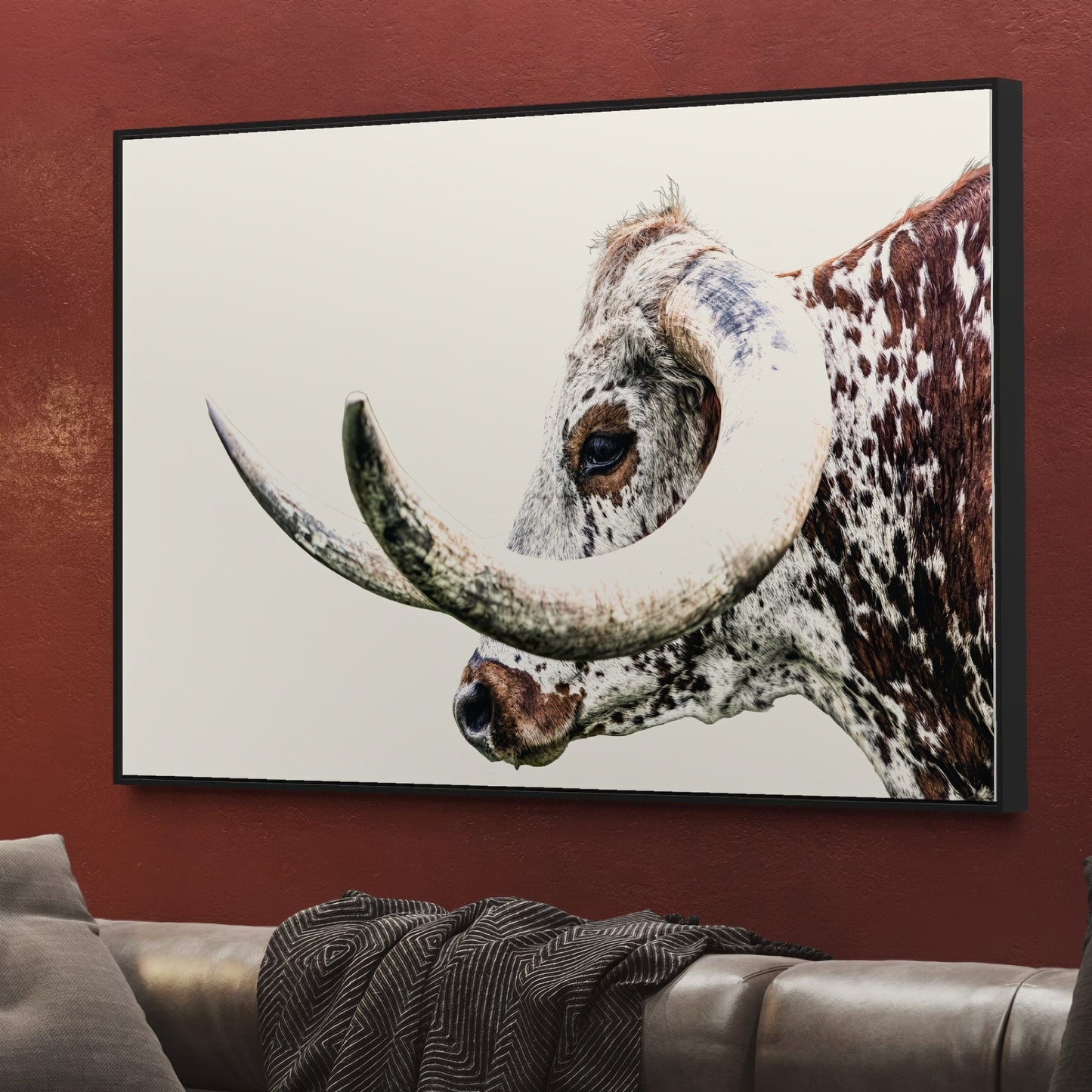 Texas Longhorn Extreme Closeup Canvas Wall Art Teri James Photography