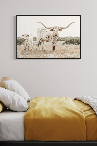 Texas Nursery Wall Art - Longhorn Cow & Calf Wall Art Teri James Photography