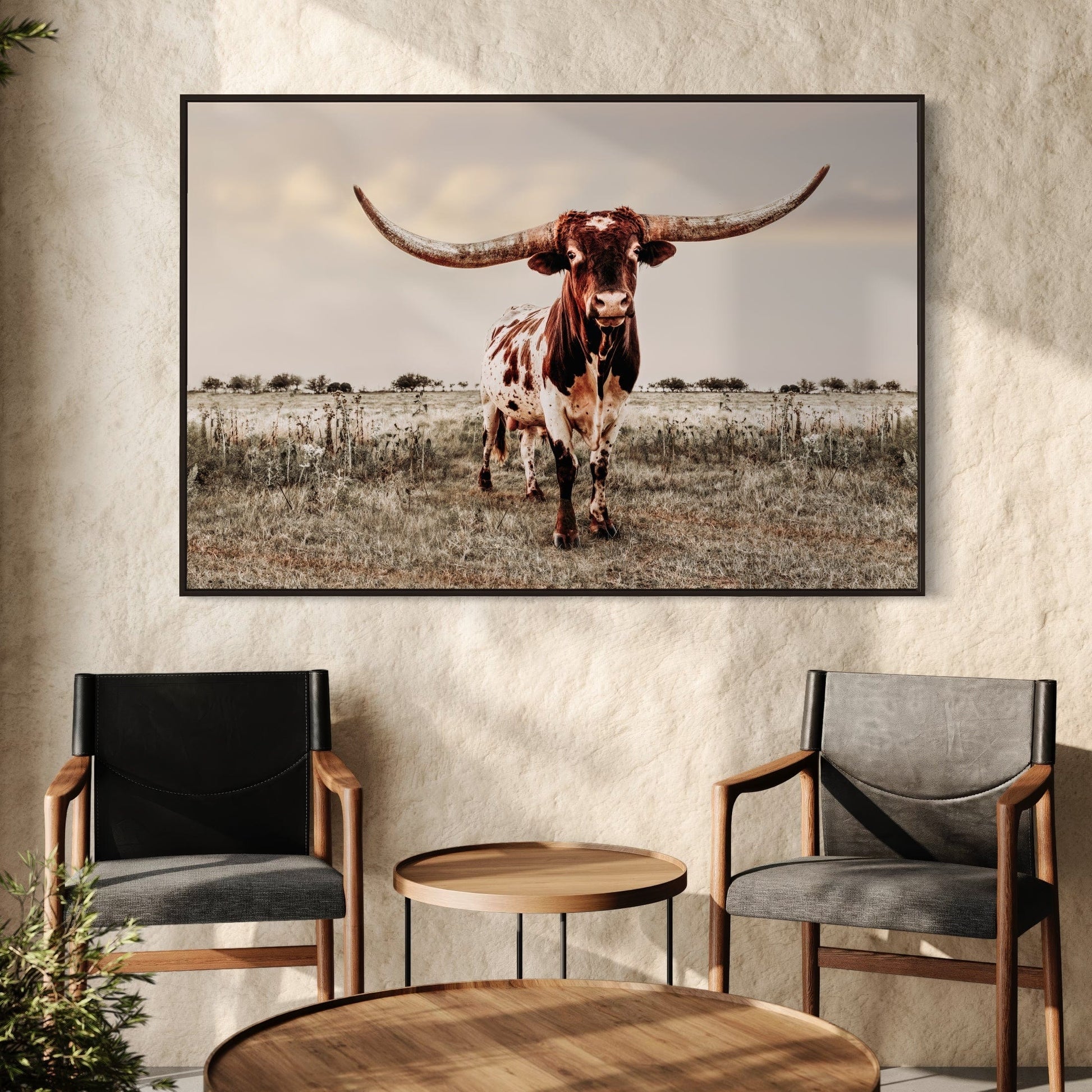 Texas Style Wall Decor - Longhorn Bull Wall Art Teri James Photography