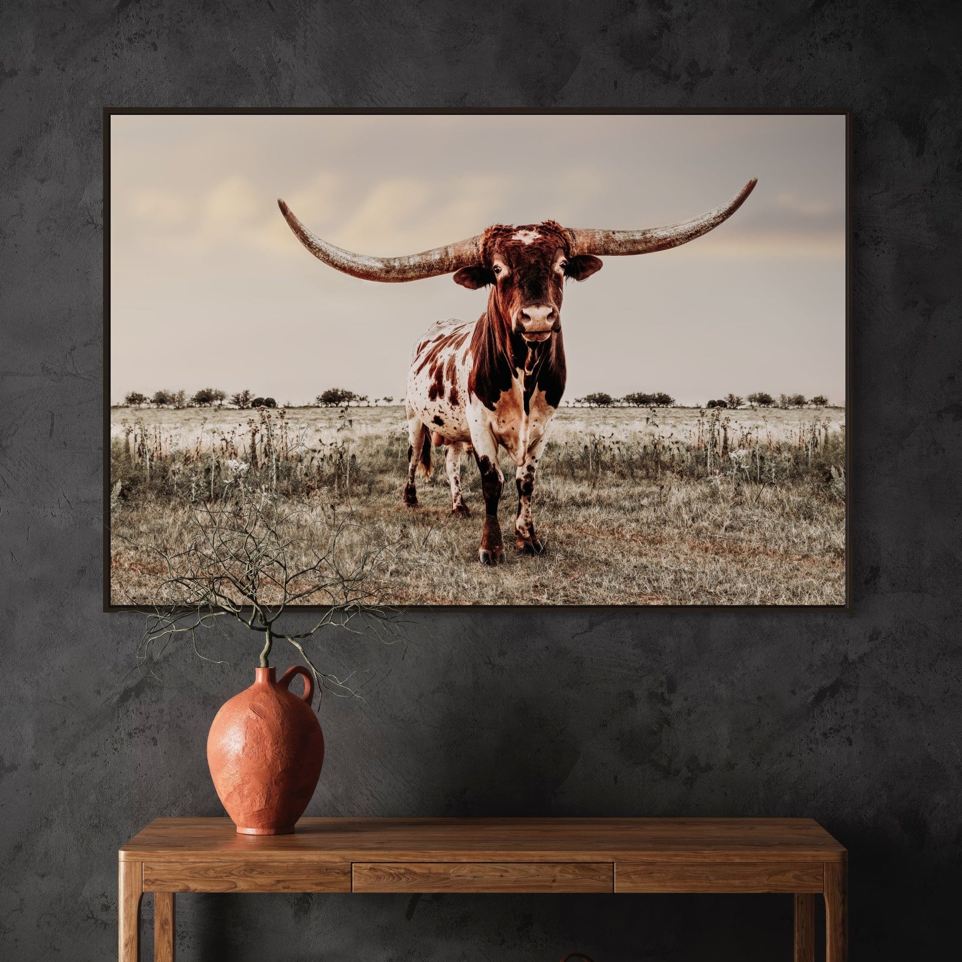 Texas Style Wall Decor - Longhorn Bull Wall Art Teri James Photography