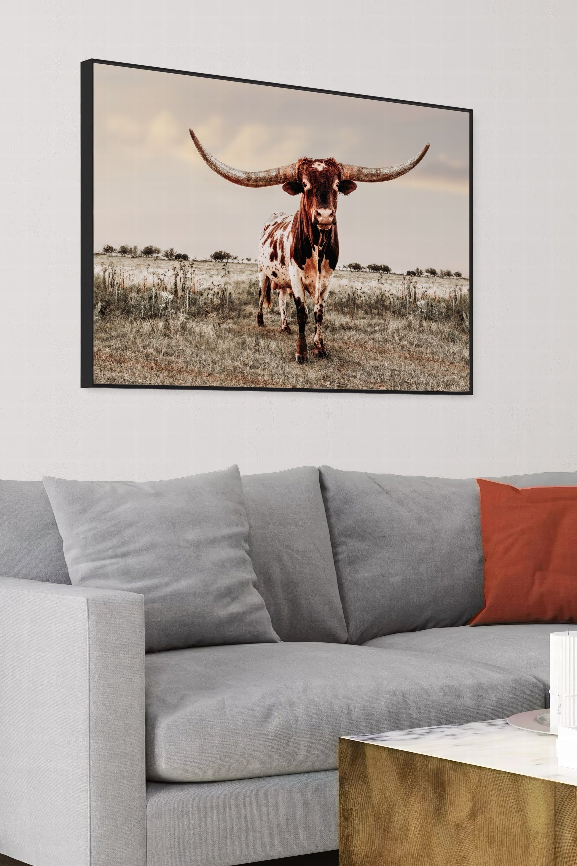 Texas Style Wall Decor - Longhorn Bull Wall Art Teri James Photography