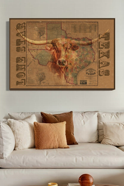 Texas Wall Art Map & Longhorn Wall Art Teri James Photography