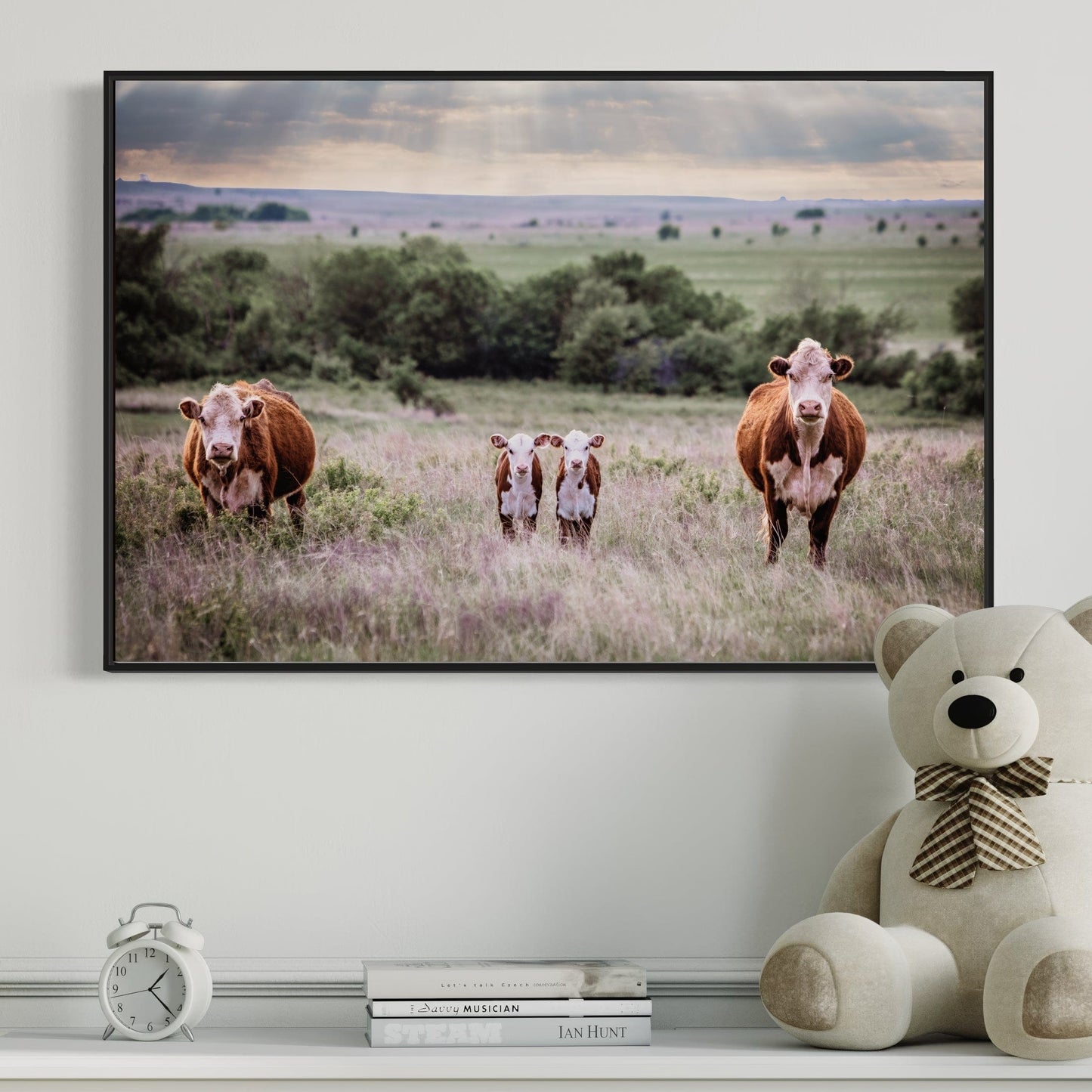 Twin Nursery Decor - Hereford Cattle Wall Art Teri James Photography