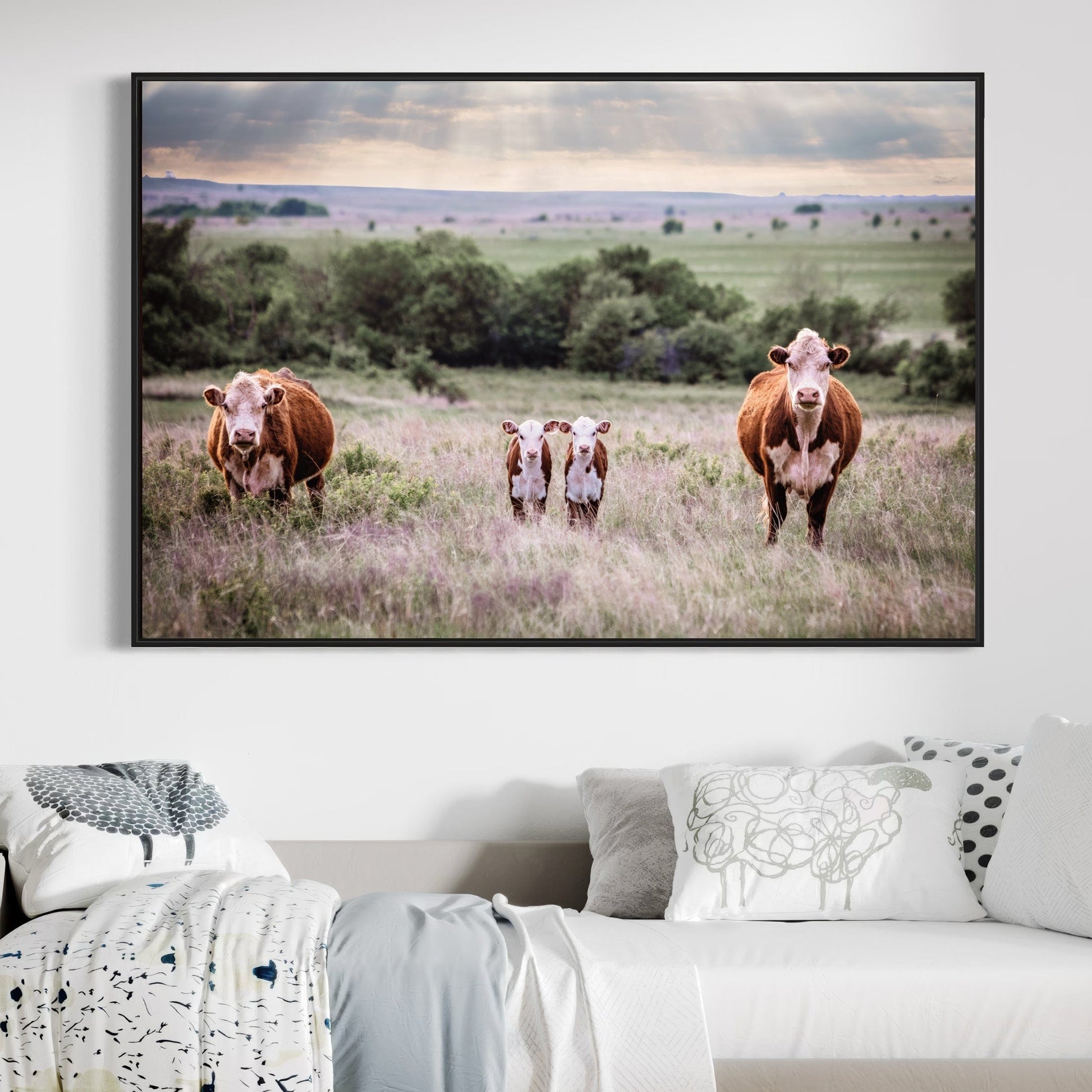 Twin Nursery Decor - Hereford Cattle Wall Art Teri James Photography