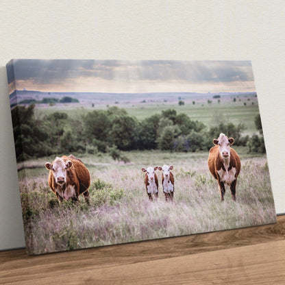 Twin Nursery Decor - Hereford Cattle Canvas-Unframed / 12 x 18 Inches Wall Art Teri James Photography